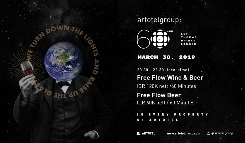 Rayakan Earth Hour Dengan Free Flow Wine dan Beer Di ARTOTEL/istimewa